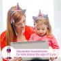Unicorn Kids Headphones for Girls Children Teens, Wired Headphones with Adjustable Headband, 3.5mm Jack and Tangle-Free Cord, Over On Ear Headset w/Mic for School Birthday Xmas Unicorn Gift (Wired)