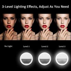 Selfie Ring Light - Mini Led Camera Ringlight for YouTube Video/Photography, for Live Stream/Makeup Compatible with iPhone, Android Smart Phones (White, 2 Pack)