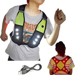 Machine Washable Reflective Running Vest with LED Lights USB Rechargeable Safety Gear with Adjustable Waist Phone Pocket, High Visibility Light Up Flashing Vest Gifts for Men Women Kids Runners Walker