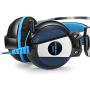 EACH GS500 3.5mm Gaming Game Headset Headphone Earphone Headband with Mic Stereo Bass LED Light for PS4 PC Computer Laptop Mobile Phones New Arrival (Black&blue)