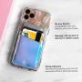 Cell Phone Wallet Stick on Credit Card Holder for Back of Phone - Cards Sleeve Pocket, Adhesive Sticker Compatible with iPhone, Most Cases - Holographic Nebula