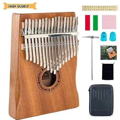 EastRock Kalimba 17 Keys Thumb Piano,with Hand-Rest Curve Design and EVA High-Performance Protective Box,Easy Learn Portable Musical Instrument Gifts for Kids Adult Beginners （Mahogany）