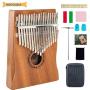 EastRock Kalimba 17 Keys Thumb Piano,with Hand-Rest Curve Design and EVA High-Performance Protective Box,Easy Learn Portable Musical Instrument Gifts for Kids Adult Beginners （Mahogany）