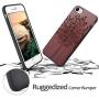 YFWOOD Compatible for Wood iPhone 8 Case, Real Wood Engraving Tree Soft Rubber Cushion Shock Absorption Flexible Anti-Scratch Bumper Protective for iPhone 7/8 iPhone SE 2020 Case