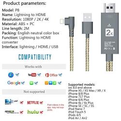 PINYUAN Compatible with iPhone iPad to HDMI Adapter Cable, 1080P Digital AV HDMI Adaptor Connector Cord for iPhone Xs Max XR X 8 7 8 Plus iPad Pro - No Delay, No Stuttering