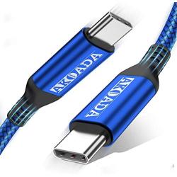 AkoaDa USB-C to USB-C 100W Cable 10ft, USB C Braided Fast Charging Cable Compatible with MacBook Pro 2020/2019/2018, iPad Pro 2020/2019/2018,Samsung Galaxy Note 20,Pixelbook and Type-C Laptops (Blue)