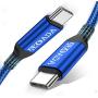 AkoaDa USB-C to USB-C 100W Cable 10ft, USB C Braided Fast Charging Cable Compatible with MacBook Pro 2020/2019/2018, iPad Pro 2020/2019/2018,Samsung Galaxy Note 20,Pixelbook and Type-C Laptops (Blue)