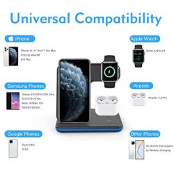 Vcloo Wireless Charger, 3 in 1 Wireless Charging Station Compatible with AirPods Pro Apple Watch, Fast Wireless Charger Dock for iPhone 11 Pro Max/X/XS/XR/8Plus (Not Included QC 3.0 Adapter)