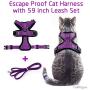 rabbitgoo Cat Harness and Leash for Walking, Escape Proof Soft Adjustable Vest Harnesses for Medium Large Cats, Easy Control Breathable Pet Safety Jacket with Reflective Strips & 1 Metal Leash Ring