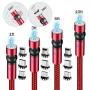 TOPK Magnetic Charging Cable,(4-Pack,1ft/3ft/6ft/10ft) 540 Degree Magnetic Phone Charger,3-in-1 USB Magnetic Cable Compatible with Micro USB,Type C and iProducts(Red,Gen1)