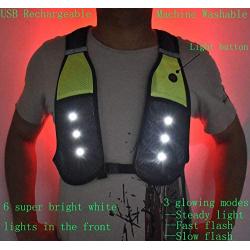 ANYTINUS LED Reflective Safety Vest USB Rechargeable Light Up Flashing Warning Vest Adjustable Waist 2 Pocket Running Gear for Men Women Kids Running Dog Walking Cycling, Marathon Runner Gifts