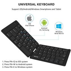 Foldable Bluetooth Keyboard, Jelly Comb Ultra Slim Foldable BT Keyboard B047 Rechargeable Pocket Sized Keyboard for All iOS Android Windows Laptop Tablet Smartphone and More (Black)