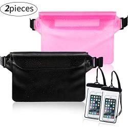 Weewooday 2 Pieces Waterproof Waist Pouch and 2 Piece Black Waterproof Phone Case Dry Bag for Boating Swimming Kayaking Beach Pool Water Parks, Keeping Phone Wallet Safe and Dry (Color Set 3)