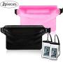 Weewooday 2 Pieces Waterproof Waist Pouch and 2 Piece Black Waterproof Phone Case Dry Bag for Boating Swimming Kayaking Beach Pool Water Parks, Keeping Phone Wallet Safe and Dry (Color Set 3)