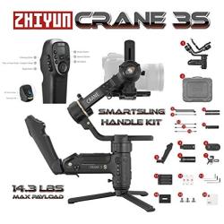 Zhiyun Crane 3S Smartsling Kit 3-Axis Handheld Stabilizer Gimbal for Sony, Nikon, Canon, Panasonic, Pentax, Samsung, Mirrorless DSLR Cameras. Max Payload 14.3 Lbs. (2020 Version)