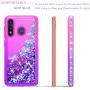 STARSHOP- Moto E 2020 Case, Motorola Moto E 2020 Phone Case, [NOT FIT E2/E4/E5] with [Tempered Glass Protector Included] Liquid Floating Glitter Quicksand Bling with Spot Diamond Cover - Pink/Purple