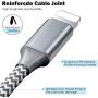 iPhone Charger, Lightning Cable 6PACK (3/3/3/6/6/10FT) Charging USB Syncing Data Nylon Braided Compatible with iPhone 11/Pro/Max/X/XS/XR/XS Max/8/Plus/7/7 Plus/6/6S/6 Plus More- Silver &Gray