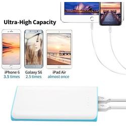 20000mAh Phone Battery Pack,Dual USB Output Portable Cell Phone Charger, External Cell Phone Battery Pack, Power Bank with LED Light for Smart Phone, iPhone, iPad & Samsung Galaxy & More (Blue)