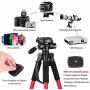 Joilcan 66” Lightweight Camera/Phone Tripod, Aluminum Travel Portable SLR Camera Tripod with Mobile Phone Mount and 2 Quick Release Plate&Carrying Case (Red)