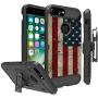 Untouchble Case for Apple iPhone 6 Plus, iPhone 7 Plus, iPhone 8 Plus Case Holster Case [TANK SERIES] Built Tough Triple Protection Inner TPU Hard Exterior Shell Belt Clip - Vintage American Flag