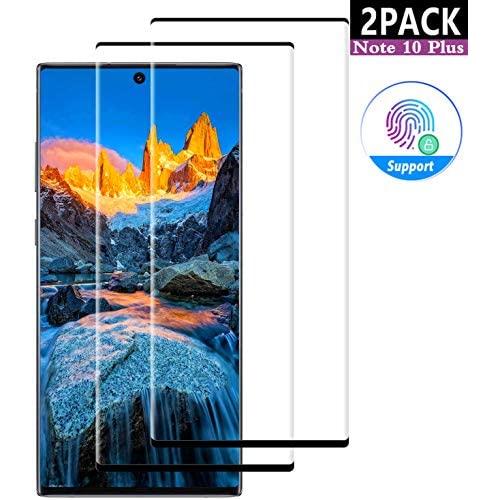 [2 Pack] Galaxy Note 10 Plus Screen Protector,[3D Full Edge Covered] [Touch Sensitive] [HD Screen] [Support Fingerprint Sensor] Tempered Glass Screen Protector for Samsung Galaxy Note 10 Plus