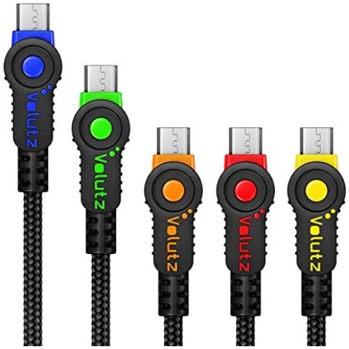 Volutz Micro USB Cable, 5-Pack 10ft, 6.5ft, 3X 3.3ft, Reliable Fast Charging Cables, Nylon Braided Compatible with Samsung Galaxy S7 Edge S6 S5, Android Phone, LG G4, PS4, Xbox, Kindle Equilibrium