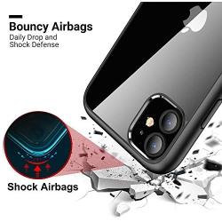 CASEKOO Crystal Clear Compatible with iPhone 11 Case, [Anti-Yellowing] Shockproof Protective Hybrid Phone Cases Slim Fit Cover for iPhone 11 (6.1 inch) 2019 - Matte Black