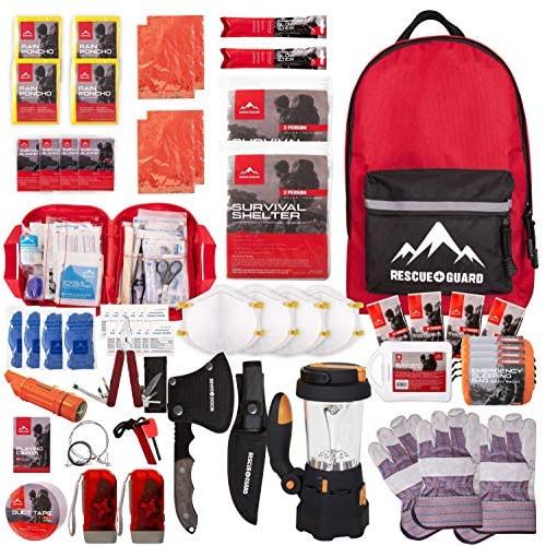 Rescue Guard First Aid Kit Hurricane Disaster or Earthquake Emergency Survival Bug Out Bag Supplies for Families - 72 Hours of Disaster Preparedness Supplies