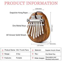 Kalimba Portable Mini 8 Key Thumb Piano Marimba Mbira Kisanji Musical Good Accessory Pendant Finger Piano Gift for Adults and Children