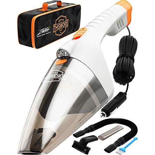 Portable Car Vacuum Cleaner: High Power Handheld Vacuum w/LED Light -110W 12v Best Car & Auto Accessories Kit for Detailing and Cleaning Car Interior - 16 Foot Cable