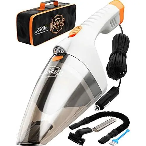 Portable Car Vacuum Cleaner: High Power Handheld Vacuum w/LED Light -110W 12v Best Car & Auto Accessories Kit for Detailing and Cleaning Car Interior - 16 Foot Cable