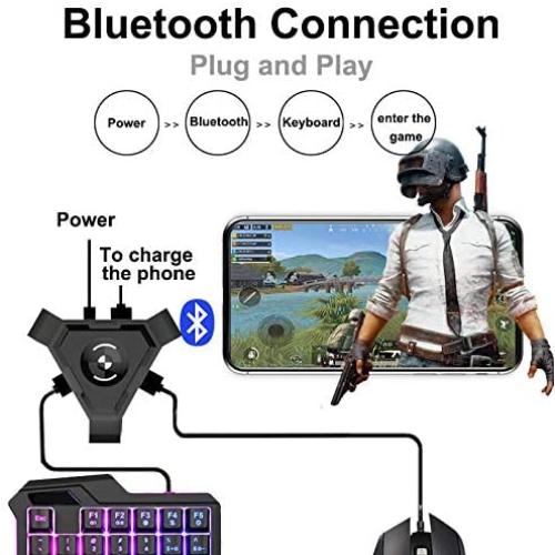 RONSHIN PUBG Mobile Gamepad Controller Gaming Keyboard Mouse Converter for Android Phone to PC Bluetooth Adapter Android Apple Universal