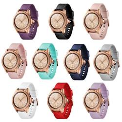 TECKMICO 10PCS Galaxy Watch bands,20mm Silicone Replacement Bands Compatible for Samsung Galaxy Watch 42mm with Rose Gold Watch Buckle,10 colors for women men gift (set of 10, Rose Gold Buckle)