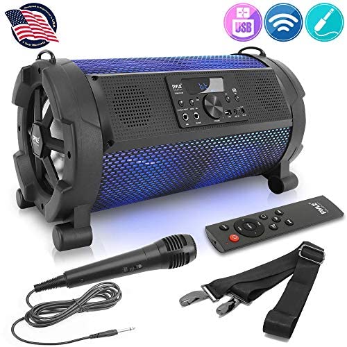 Wireless Portable Bluetooth Boombox Speaker - 500W 2.1Ch Rechargeable Boom Box Speaker Portable Barrel Loud Stereo System with Flashing LED, Digital LCD Display, AUX, USB, 1/4" Mic IN - Pyle PBMSPG180