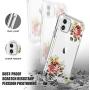 SKYLMW iPhone 11 Case 2019 6.1 inch,[Built in Screen Protector] Full Body Shockproof Dual Layer High Impact Protective Hard Plastic & Soft TPU with Phone Tough Cover Cases for Women Men,Flowers/Clear