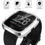 Landhoo Silver Hard Case Compatible with Fitbit Versa 2 Screen Protector Bling, PC case That Have Clarity PMMA Screen Protector and Shiny Diamond Bumper Overall Protective Cover for Women Watch.