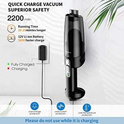 Cordless Vacuum,YANTU Handheld Vacuum, Car Vacuum Cleaner,7000PA Light Weight Portable Handheld Vacuum,Portable Vacuum with Car & Wall Rechargeable,Dust Buster, Carpets, Floors, 12V 100W