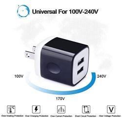 Phone Wall Plug, Charging Plug 2-Pack USB 5V/2.1A Wall Charger Adapter Plug Compatible for iPhone X/8/7, 7 Plus, 6, 6s, 5, 5S, iPad, iPod, Samsung S5 S6 S7 Edge, Google Pixel, HTC, LG, Nokia