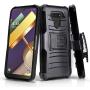 CasemartUSA Phone Case for [LG Premier Pro Plus (L455DL)], [Refined Series][Black] Cover with Kickstand & Holster for LG Premier Pro Plus (Tracfone, Simple Mobile, Straight Talk, Total Wireless)