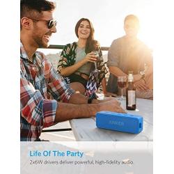 Anker Soundcore 2 12W Portable Wireless Bluetooth Speaker: Better Bass, 24-Hour Playtime, 66ft Bluetooth Range, IPX7 Water Resistance & Built-in Mic, Dual-Driver Speaker for Beach, Travel, Party- Blue