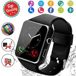 Smart Watch, Bluetooth Smartwatch Touch Screen Wrist Watch with Camera/SIM Card Slot,Waterproof Smart Watch Sports Fitness Tracker Android Phone Watch Compatible with Android Phones Samsung Huawei