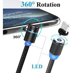 Crozziz Magnetic Charging Cable(5 Pack,1ft/3ft/3ft/6ft/10ft) 3 in 1 Cable,Compatible with Mirco USB, Type C Smartphone and iProduct Device(Black)