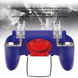 Mobile Game Controller, 6-in-1 Multi-Function Gaming Grip with Portable Charger Cooling Fan, Mobile Game Trigger Joystick for 6.5" Phone(Blue)