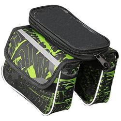 Bicycle bag Mobile Phone Bag Mountain Bike Double Bag Saddle Bag Tube Bag Front Beam Bag Bicycle Accessories Bag Riding Equipment (Color : Green)