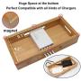 Pezin & Hulin Bamboo Charging Station Holder with 5 Port USB Charger, Watch Stand, 5 x Charge Cable, Wood Docking Stand Electronic Organizer for Multiple Devices, Phones, Tablets, Laptop and More