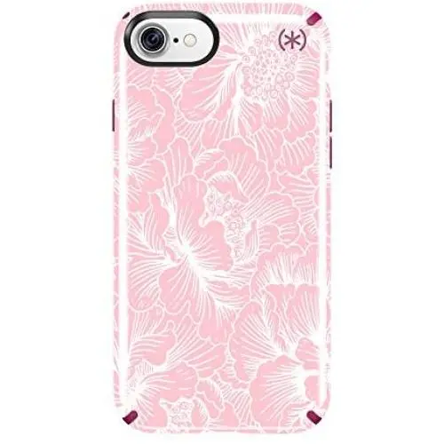 Speck 79990-5945 Presidio Inked Cell Phone Case for iPhone 7 - Fresh Floral Rose/Magenta Pink