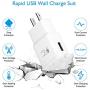 Adaptive Fast Charger Compatible with Samsung Galaxy s10/ s10+/s9/ s9 +/ s10e/ s8/ s8 Plus/Note 9/ Note 8/ Active, USB Wall Charger Adapter with USB C Cable, White