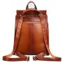 Heshe Womens Leather Backpack Casual Style Flap Backpacks Daypack for Ladies (Sorrel)