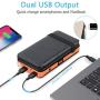Solar Charger 25000mAh, Riapow Solar Power Bank with 4 Solar Panels and Dual USB & Type-C Input for Smart Phones, ipad and Laptop, Outdoor Waterproof