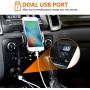 3-in-1 Car Mount, Amoner Cigarette Lighter Cell Phone Holder with Dual Port USB Charger, Adjust Gooseneck and 360° Rotation Compatible iPhone 11 X 8, Galaxy S9 S8, Mate20 P30, GPS and More
